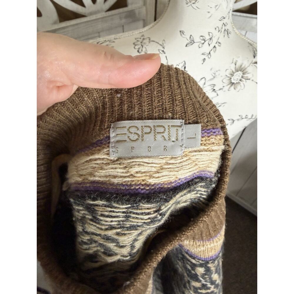 Vintage ESPRIT Sport Fair Isle Sweater Ski School Wool 90s Top Size Large - Picture 4 of 7